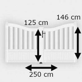 Portail battant électrique PVC blanc BREST INCURVÉ L250