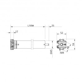 Dimensions du Moteur AFCA radio-commandé 20 Nm de volet roulant pour axe Octogonal de 60 mm