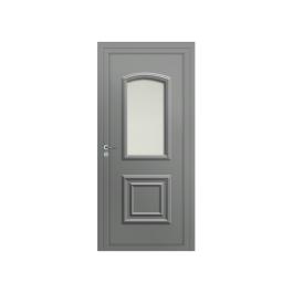 Porte d’entrée PVC couleur Granala vitrée - Gris fenetre (RAL7040)