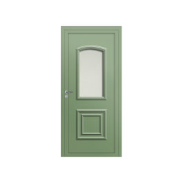 Porte d’entrée PVC couleur Granala vitrée - Vert pale (RAL6021)
