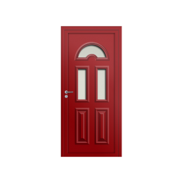 Porte d’entrée PVC couleur Emilia semi-vitrée - Rouge tomate (RAL3013)