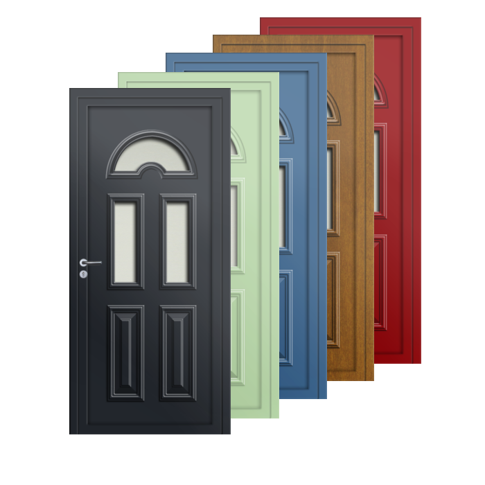 Porte d’entrée PVC couleur Emilia semi-vitrée