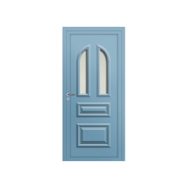 Porte d’entrée PVC couleur Janella vitrée - Bleu pastel (RAL5024)
