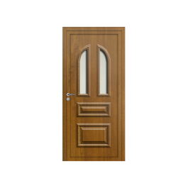 Porte d’entrée PVC couleur Janella vitrée - Chêne doré
