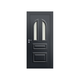 Porte d’entrée PVC couleur Janella vitrée - Gris anthracite (RAL7016)