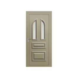 Porte d’entrée PVC couleur Janella vitrée - Gris silex (RAL7032)
