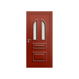 Porte d’entrée PVC couleur Janella vitrée - Rouge feu (RAL3000)