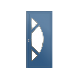 Porte d’entrée PVC couleur 2611 vitrée - Bleu distant (RAL5023)