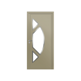Porte d’entrée PVC couleur 2611 vitrée - Gris silex (RAL7032)
