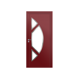 Porte d’entrée PVC couleur 2611 vitrée - Rouge brun (RAL3011)