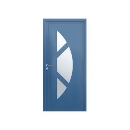 Porte d’entrée PVC couleur 7003 vitrée - Bleu distant (RAL5023)