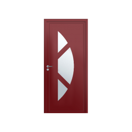 Porte d’entrée PVC couleur 7003 vitrée - Rouge brun (RAL3011)