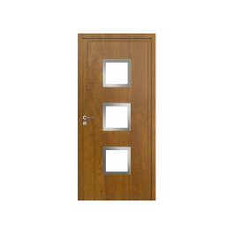 Porte d'entrée PVC couleur 124-9 vitrée - Chêne doré