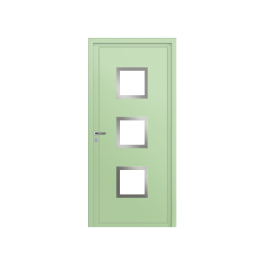 Porte d'entrée PVC couleur 124-9 vitrée - Vert blanc (RAL6019)