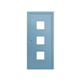 Porte d’entrée PVC couleur 124-3 vitrée - Bleu pastel (RAL5024)