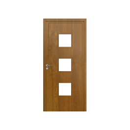 Porte d’entrée PVC couleur 124-3 vitrée - Chêne doré