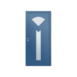Porte d’entrée PVC couleur 686 vitrée - Bleu distant (RAL5023)