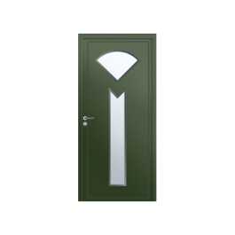 Porte d’entrée PVC couleur 686-2 vitrée - Vert oxyde-chromique (RAL6020)