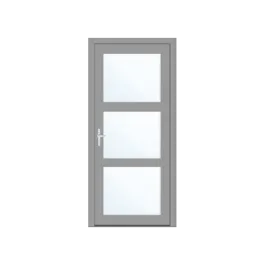 Porte d'entrée PVC couleur 3 vitrages - gris clair