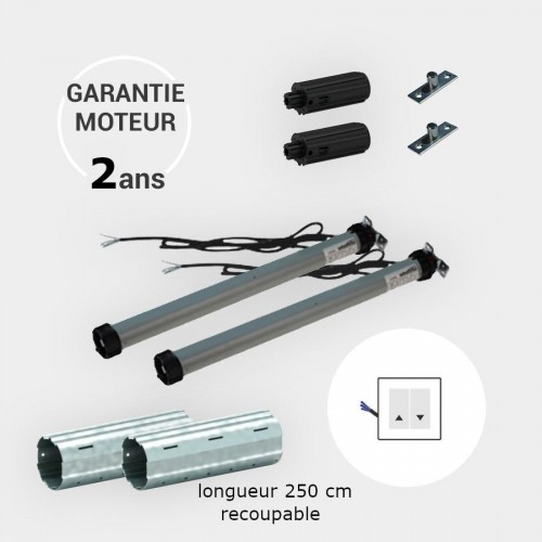 Kit de 2 axes motorisés filaires 20 Nm ZF 54 mm longueur 250 cm recoupables