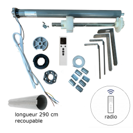 Axe motorisé radio 50 Nm diam. 89 mm longueur 290 cm recoupable