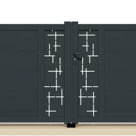 Portail battant aluminium sur-mesure FUSA (zoom motifs)