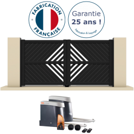 Portail battant électrique aluminium anthracite HUER