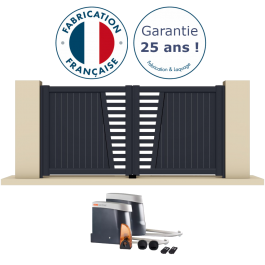 Portail battant électrique aluminium anthracite BRIX