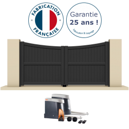 Portail battant électrique aluminium anthracite PERRA