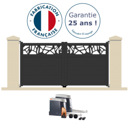 Portail battant électrique aluminium anthracite AQUA