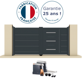 Portail battant électrique aluminium anthracite GRAV